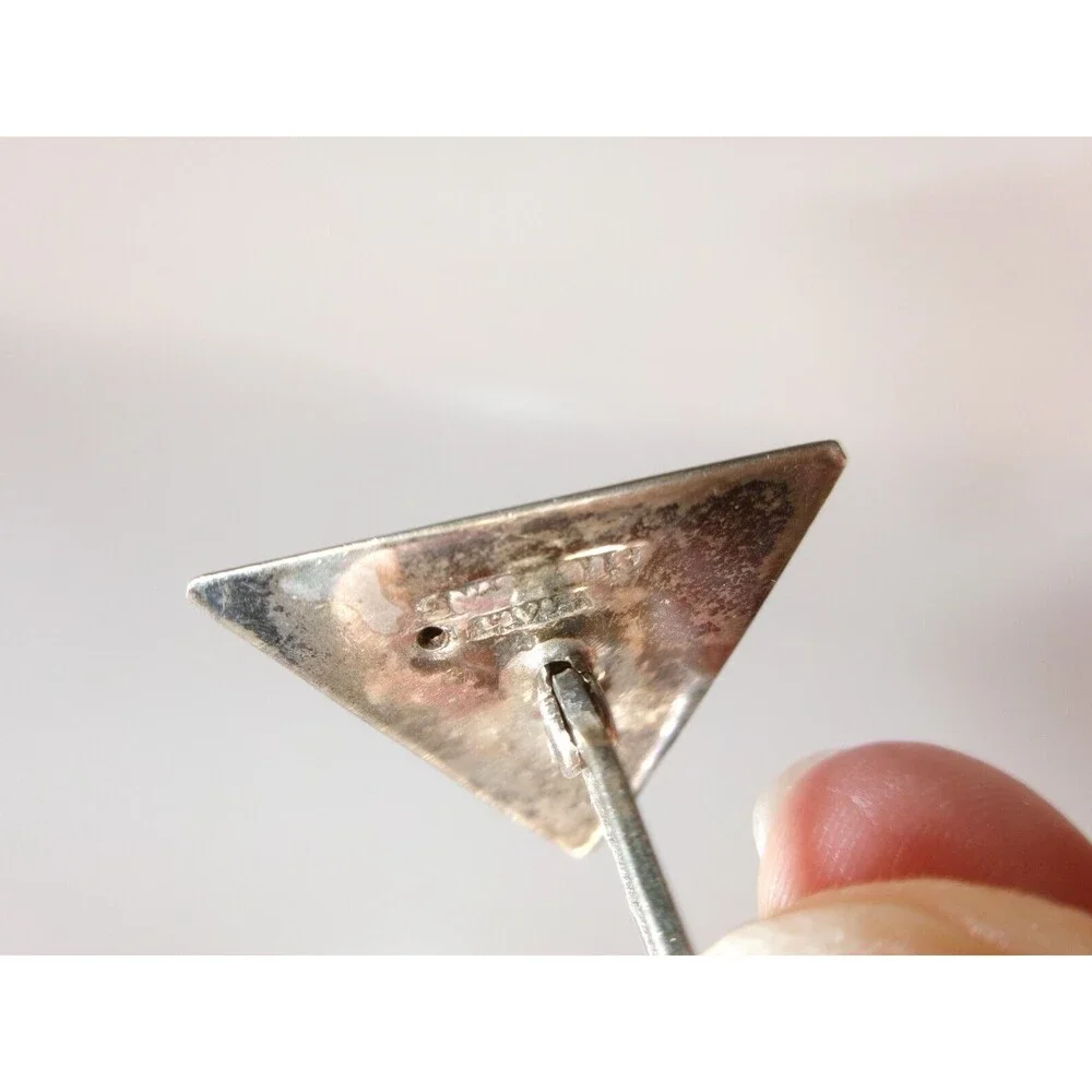 Vintage SIAM Sterling Cufflinks & Tie Clip Bali Dancer Black & Silver Triangles